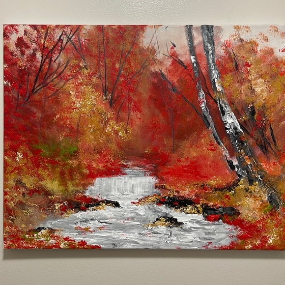 Other - “AUTUMN WATERFALL” ORIGINAL ACRYLIC LANDSCAPE PAINTING